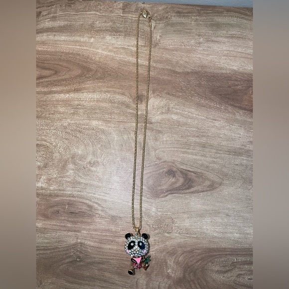 Panda Bear Rhinestone Pendant Necklace New - Picture 12 of 14